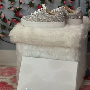 Betsey Johnson Silver Glitter Sneakers